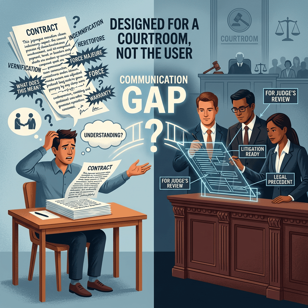 Contract communication between people and courtroom